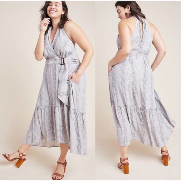 Anthropologie Plus NWT Grey Halter Midi Dress 24W - Picture 1 of 5